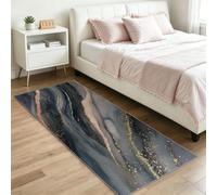 Light luxury Runner Rug for Hallway - 65 x 240 cm Washable Non-Slip Rug for Living Room Bedroom Entrance, Light luxury Abstract Smoke marble Low Pile Non Shedding Bathroom Carpet, Dark grey