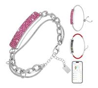 Light Luxury Smart Bracelet for Women, Crystal Birthstone Fitness Tracker with Three Bands, All-Day Heart Rate/Sleep/Stress/HRV/Step Monitor, Elegant Wristband for Birthday & Womens Day Gifts(pink)