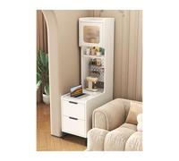 Light Luxury Sofa Side Table - Narrow Corner Storage Cabinet Stylish Slate Sideboard for Living Room Modern Tea Table White 30x60x185cm Space-Saving Design