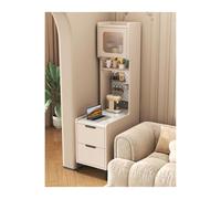 Light Luxury Sofa Side Table - Narrow Corner Storage Cabinet Stylish Tea Table for Living Room Slate Finish Champagne Color 40x80x185cm Modern Sideboard.