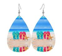 Light luxury texture - suitable for daily wear, party date earrings slippers on the beach Printed teardrop-shaped leather earrings