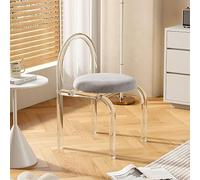 Light Luxury Transparent Acrylic Makeup Chair for Bedroom & Dining - Small Comfortable Grey Leisure Chair for Home Decor