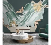 Light Luxury Tropical Plant Leaf Green Silk 3D Wallpaper Silky Texture Home Study Office Grey Dining Room Sofa Bedroom Living Room TV Backdrop-150cm×105cm