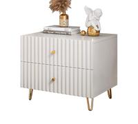 Light Luxury White, Simplicity Modern Nightstand for Bedroom Wood, Multifunction Bedside Cabinet 2 Drawer, Side Table Storage Unit