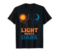 Light Meets Dark Sun and Moon Cosmic Balance Spiritual Art T-Shirt