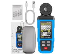 Light Meter Digital Illuminance Meter Handheld Ambient Temperature Measurer 0.1~300000Lx with 5 Digit Color LCD Screen - Data Logging, USB Communication, Long Battery Life for