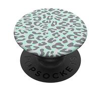 Light Mint Sea foam Green Leopard Cheetah Animal Print PopSockets Swappable PopGrip
