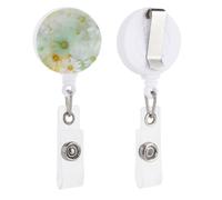 Light Mint Yellow Rainbow Background Daisies Retractable Badge Holder Reel Clip ID Card Holder for Doctor Nurse Student Office Worker
