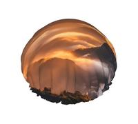 Light Mountain print Stylish Shower Cap Reusable Shower Cap Women Large Shower Cap for Braids Long Hair