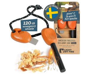 Light My Fire Flint Fire Starter Ferro Rod Survival Tool Fire Steel Army - Bushcraft Gear PRO Flint and Steel Magnesium Fire Starter Kit 3/8” 2-in-1 Fire Starters for Campfires-12,000 Strikes