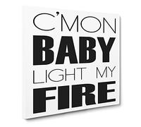 Light My Fire Modern Typography Quote Canvas Print | Gallery Wrapped 30mm Frame Wall Art | 20x20 inches | Ready to Hang | Modern Typography Picture | Living Room Bedroom Lounge Office
