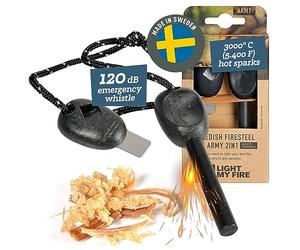 Light My Fire Swedish Flint Fire Starter Ferro Rod Survival Tools ARMY Fire Steel Bushcraft Camping Gear Flint and Steel Fire Starter Kit 2-in-1 Fire Flint and Striker 12,000 Strikes