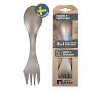 Light My Fire Titanium Spork 3-in-1 Camping Cutlery Spoon Fork Knife | Ultra light, Reusable Outdoor Cutlery, Durable Swedish Travel Utensil for Camping, Hiking, Backpacking and Picnics, 3-in1 Set