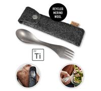 Light My Fire Titanium Spork Set Outdoor Fork Knife Spoon Kit Merino Case Sweden
