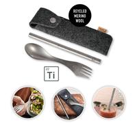 Light My Fire Titanium Spork & Straw Kit Outdoor Camping Cutlery Set + Wool Case