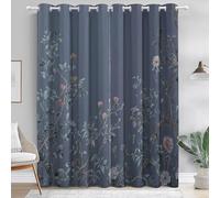 Light Navy Blue Blackout Curtains, William Morris Watercolor Botanical Printed Energy Noise Reducing Sliding Curtains for Bedroom Adult Kids Room, 46 x 90 Inch Grommet Thermal Drapes, 2 Panels