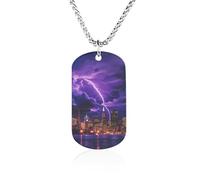 Light-ning Storm over San Francisco Skyline Personalized Photo Picture Necklace Memorial Pendant Dog Tag Jewelry