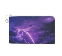 Light-ning Storm Over San Francisco Skyline Small Canvas Coin Purse Change Zippered Pouch Wallet Organizer Bags 7.4 X 4.6 Inch