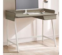 Light Oak Veneer Effect 1 Drawer Desk in White Finish Frame | Bradbury