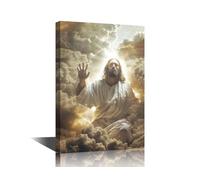 Light of Jesus Modern Wall Art 1 Panels Jesus Christ in the Sky Picture Contemporary Artwork Print On Canvas Bedroom Wall Art Jesus Belief Pictures for Living Room Framed Ready to Hang 24" Wx36 H