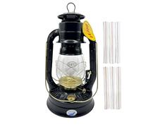 Light of Mine - Dietz #08 Air Pilot Black with Gold Trim Oil Lantern with 7/8" Replacement Wick Strips (Black with Gold Trim)