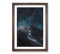 Light of The Moon Over The Dolomites Painting Framed Print | A2 Walnut Framed Wall Art | Ready to Hang | Modern Space Picture | Living Room Bedroom Lounge Office