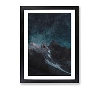 Light Of The Moon Over The Dolomites Painting Modern Framed Print | A3 Black Framed Wall Art | Ready to Hang | Modern Space Picture | Living Room Bedroom Lounge Office