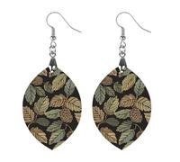 Light Olive Green Fruit Wooden Earrings Lightweight Geometric Pendant Vintage Jewelry for Women Gift, Boho Wood Earrings for Daily & Special Occasions, Circular, Wood, wood