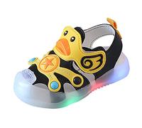 Light On LED Baby Shoes Children Shoes Boy Sandals Soft Soled Kids Beach Shoes Sandale Casual Cartoon Duck Shoes Toddler Heels (Black, 9-12 Months)