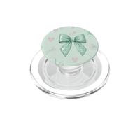 Light Pastel Green Bow Ribbon Cute Hearts PopSockets PopGrip for MagSafe