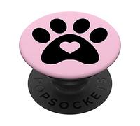 Light Pastel Plain Pink - Dog Mom Paw Print Heart Design PopSockets Swappable PopGrip
