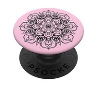 Light Pastel Plain Pink Floral Mandala Flower Design PopSockets PopGrip: Swappable Grip for Phones & Tablets