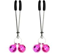 Light Pink Bell Adorned Nipple Clamps, Adjustable Nipple Vice Clip Sex Toys for Couples