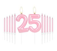 Light Pink Birthday Candles, Pink Birthday Number Candles, Number 25 Candle Set, Girls 25th Birthday Cake Decorations, Cake Candle Cake Topper for Women Birthday Party Decoration Wedding Anniversary