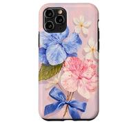 Light Pink & Blue Hydrangea Cute Bows Coquette Flower Case for iPhone 11 Pro