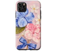 Light Pink & Blue Hydrangea Cute Bows Coquette Flower Case for iPhone 11 Pro Max