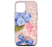 Light Pink & Blue Hydrangea Cute Bows Coquette Flower Case for iPhone 12/12 Pro