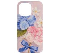 Light Pink & Blue Hydrangea Cute Bows Coquette Flower Case for iPhone 14 Pro Max