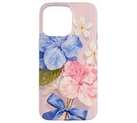 Light Pink & Blue Hydrangea Cute Bows Coquette Flower Case for iPhone 15 Pro Max