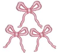 Light Pink Bow Balloons Coquette Birthday Decorations, 3pcs Giant Pearl Baby Pink Bow Foil Mylar Balloon for Girls Women Bow Themed Party Decor Baby Shower Bridal Wedding Bachelorette Party Supplies