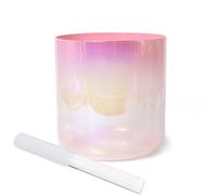 Light Pink Clear Crystal Singing Bowl, Cosmic Light Alchemy Bowl Sound Bowl, With Quartz Striker & O-ring For Yoga Meditation Sound (432HZ 7 Inch G Note)