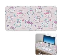 Light Pink Cute Rabbit Desk Pad Non-Slip Long Mouse Mat with Smooth Surface Pu Leather Mouse Pad Big 90X42 cm Mousemat Desk Accessories for Boys Girls Home Gifts Deskpad for School Home Office Table