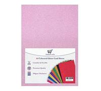 Light Pink Glitter Sparkle A4 Card Sheets 250gsm - No Mess Craft Paper for Card Making - Laser Printed Non Drop Sheet (5 Sheets)