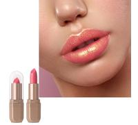 Light Pink Lip Stick with Golden Shimmers, Glitter Metallic Lipstick Bright Pink Lipstick for Women, Silky Smooth Full-Coverage Lipsticks, Longlasting Non-Sticky Hot Pink Tinted Lip Balm for Women