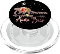 light Pink Mama bear with Four cubs on a A Black PopSockets PopGrip for MagSafe