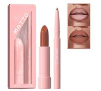 Light Pink Matte Lipstick Set,Red Lip Liner Pencil Kit,Nude Pink Lipstick Lip Liner Set,Matte Soft Pi/nk Lip Liner Long Lasting Waterproof Li/p Stick,Color Matched L/ip Lin/er & Lipstick Set(#4)