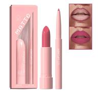 Light Pink Matte Lipstick Set,Red Lip Liner Pencil Kit,Nude Pink Lipstick Lip Liner Set,Matte Soft Pi/nk Lip Liner Long Lasting Waterproof Li/p Stick,Color Matched L/ip Lin/er & Lipstick Set(#9)