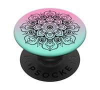 Light Pink Mint Teal Ombre Floral Mandala Flower Design PopSockets PopGrip: Swappable Grip for Phones & Tablets