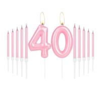 Light Pink Number 40 Candle Set for 40th Birthday Cake Decorations, Girls Party Decoration, Wedding Anniversary Cake Topper