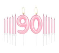 Light Pink Number 90 Candle Set for 90th Birthday Cake Decorations, Party Decoration and Wedding Anniversary - Cake Topper for Women